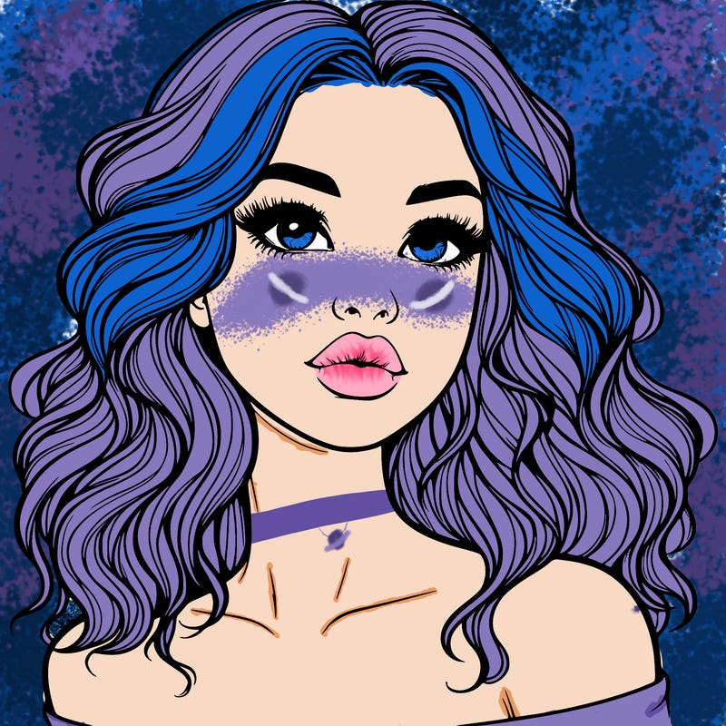 realistic girl with wavy hair and lips