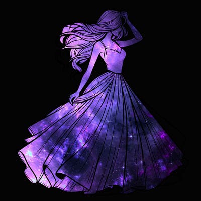 realistic woman with dress flowing in the wind