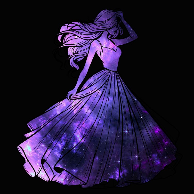 realistic woman with dress flowing in the wind