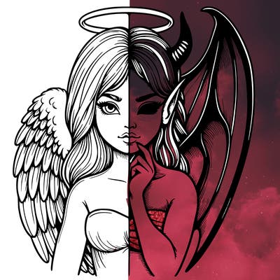 realistic angel half demon