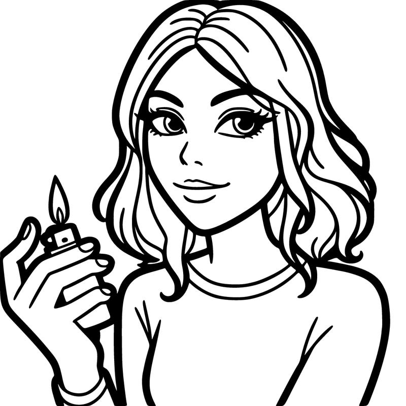 woman holding a lighter