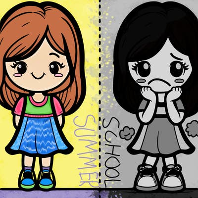 happy girl and the sad side