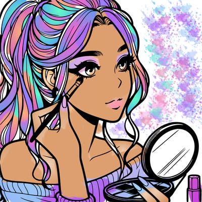 a realistic girl doing her makeup