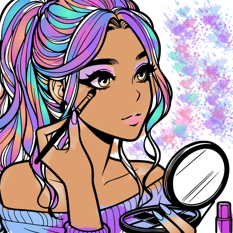 a realistic girl doing her makeup