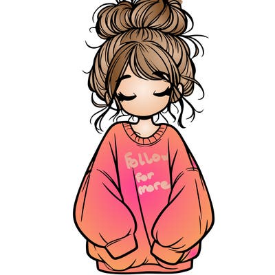 girl with baggy sweatshirt and messy bun