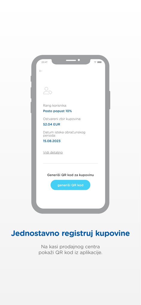 Okov - Okov app loyalty program screen showing user discount level and a button to generate a QR code for in-store checkout