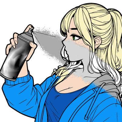 a realistic girl spray, painting