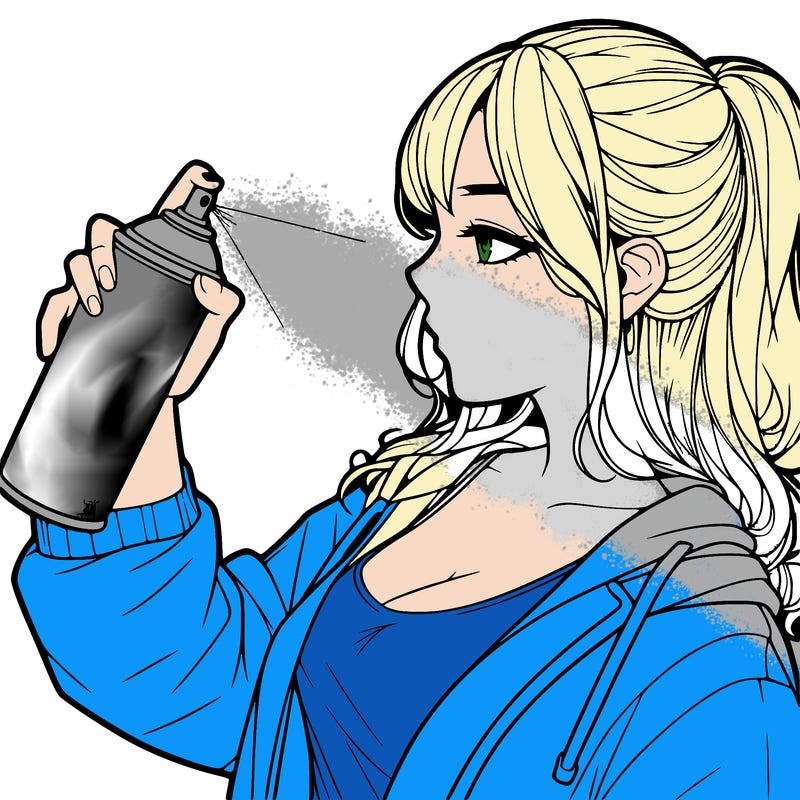a realistic girl spray, painting
