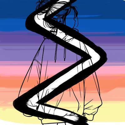 realistic girl with a oversized sweatshirt on and a bun