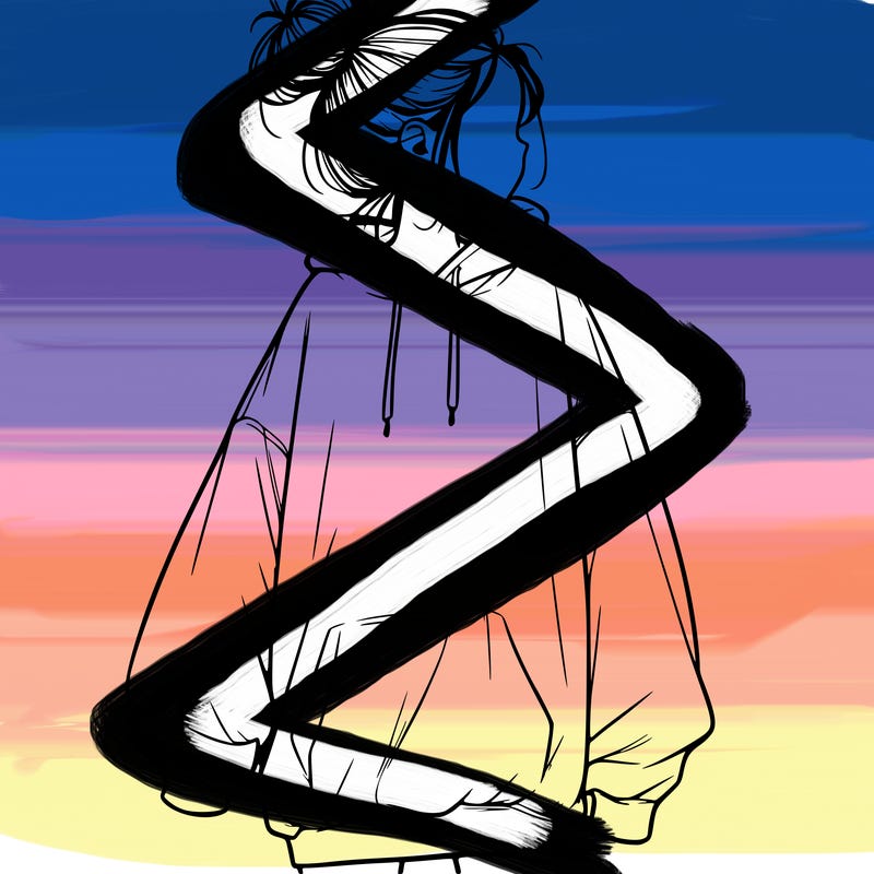 realistic girl with a oversized sweatshirt on and a bun