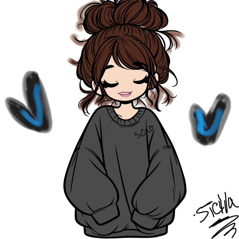 girl with baggy sweatshirt and messy bun