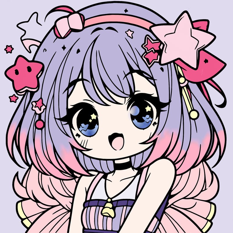 cute anime girl with star accessories