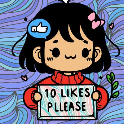 a girl with a sign that says 10 likes please