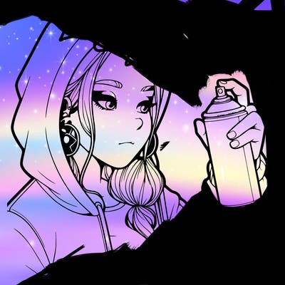 a realistic girl, spray painting