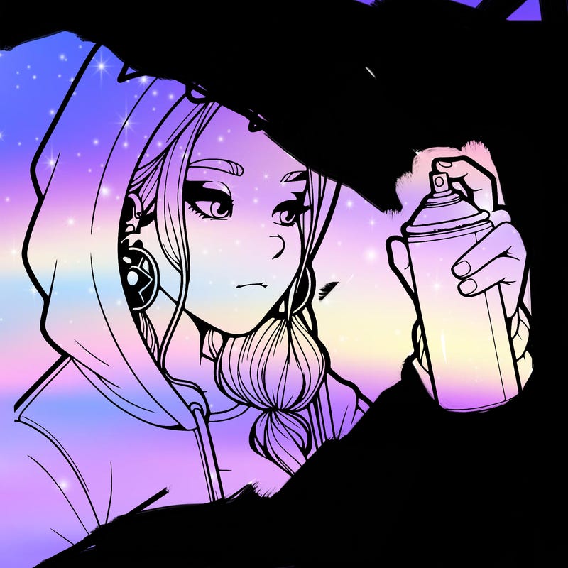 a realistic girl, spray painting