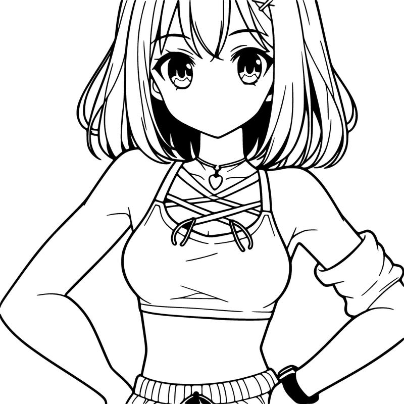 anime girl wearing crop top