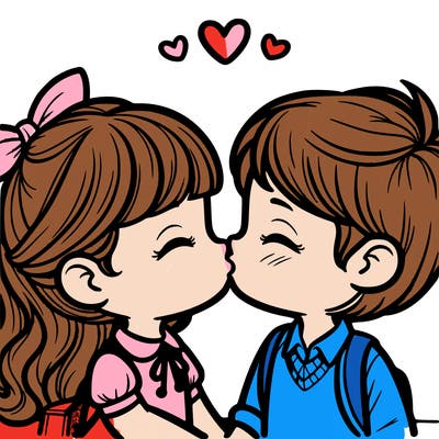 boy and girl kissing