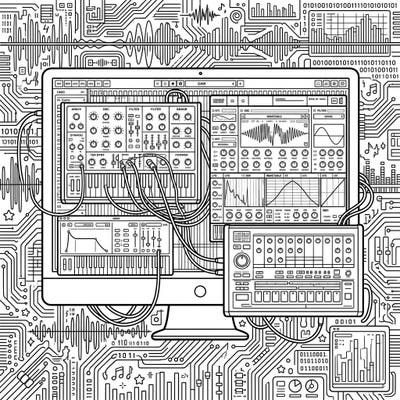 Step into the intricate world of digital sound creation with this detailed software synthesizer coloring page. Perfect for music producers, tech enthusiasts, and anyone who loves complex designs, it offers a unique blend of art and technology.