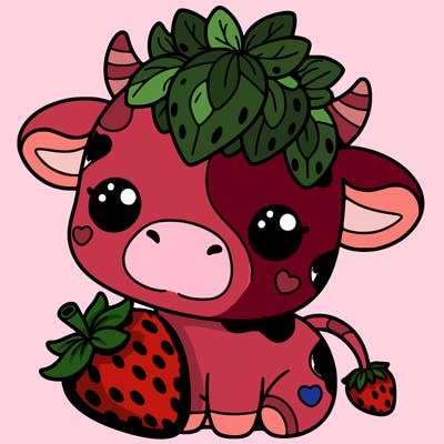 cute strawberry cow