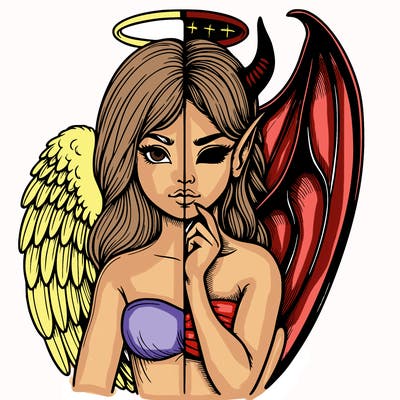 realistic angel half demon