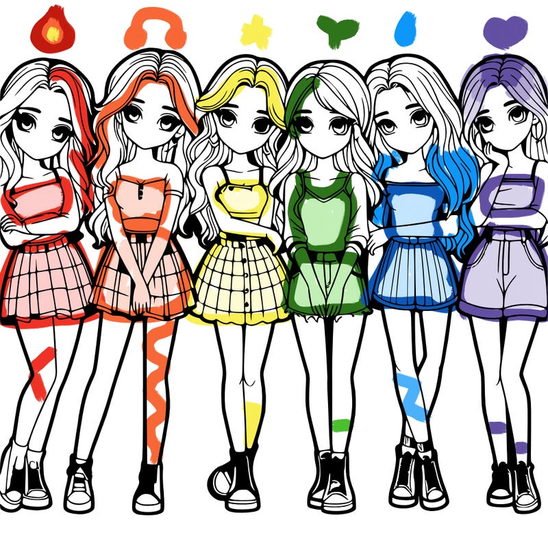 a group of girls realistic