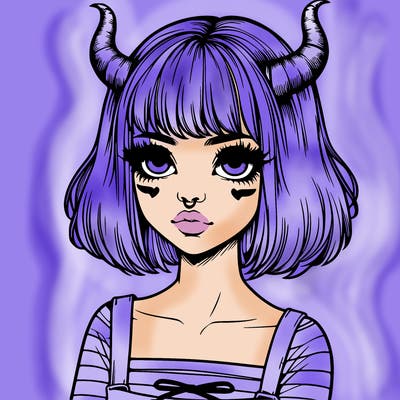 realistic girl with horns
