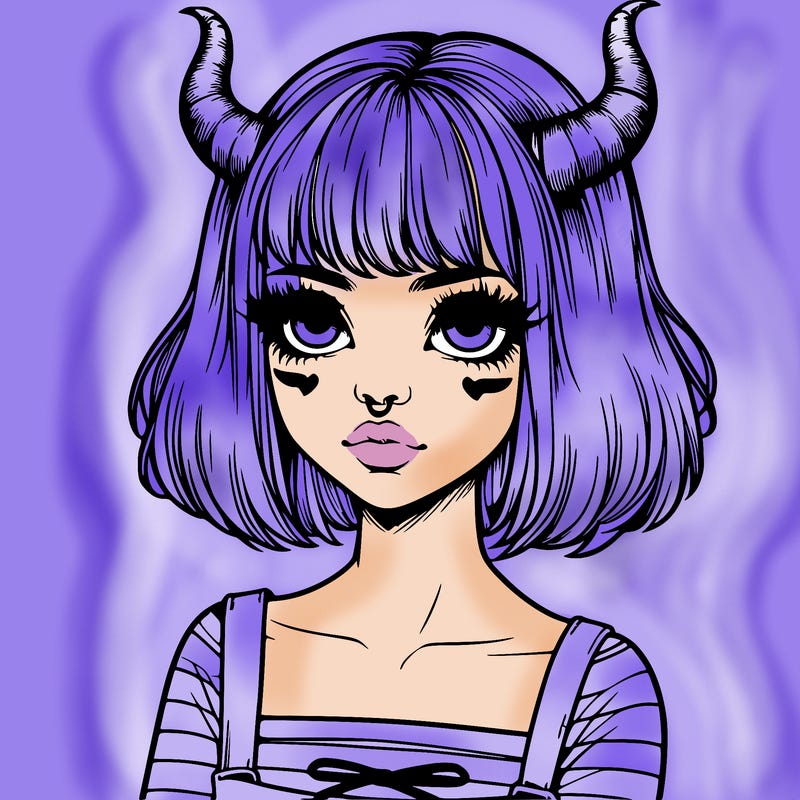 realistic girl with horns