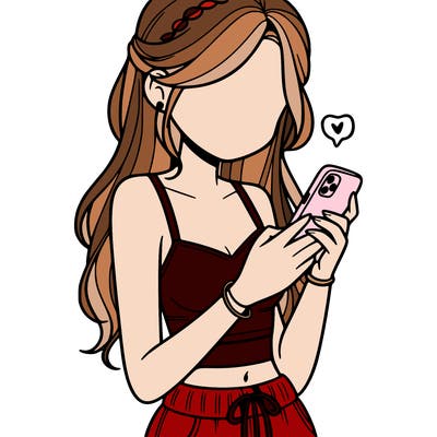 girl with crop top texting on her phone