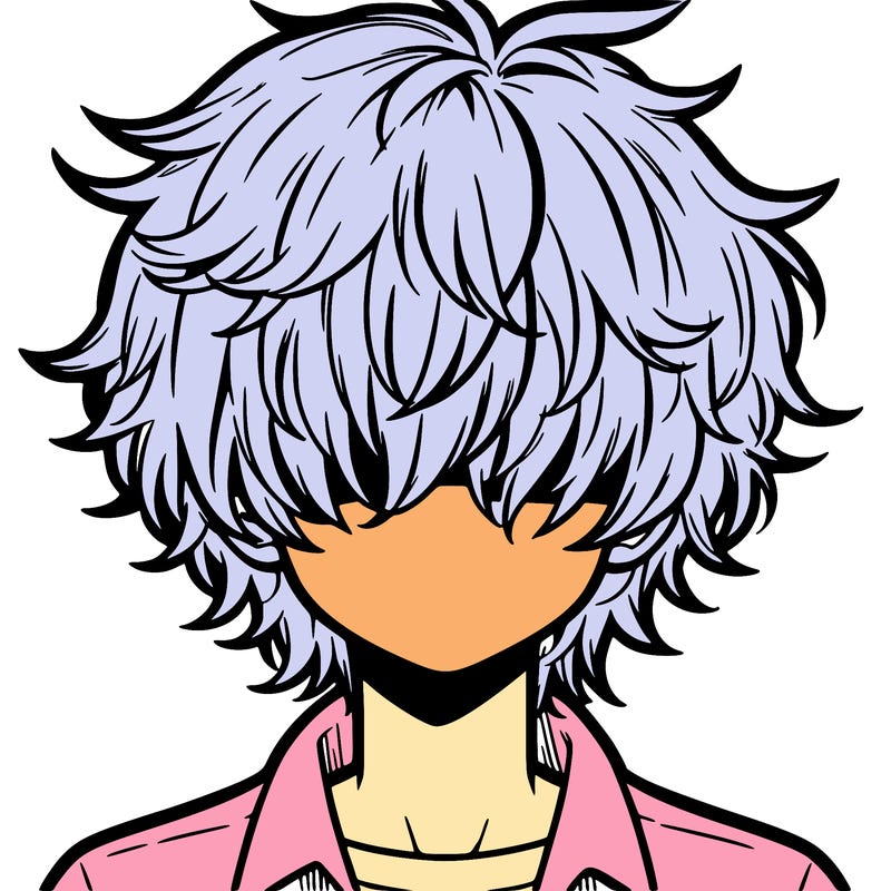 manga boy fluffy hair covering his eyes