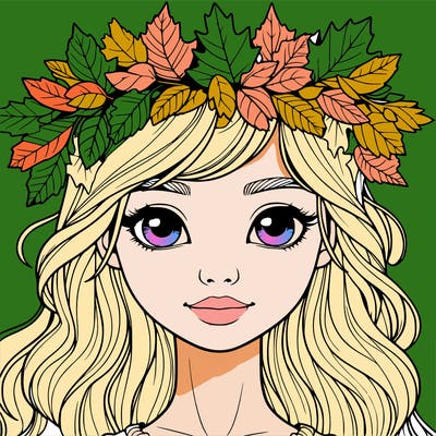 realistic girl with fall leaf crown