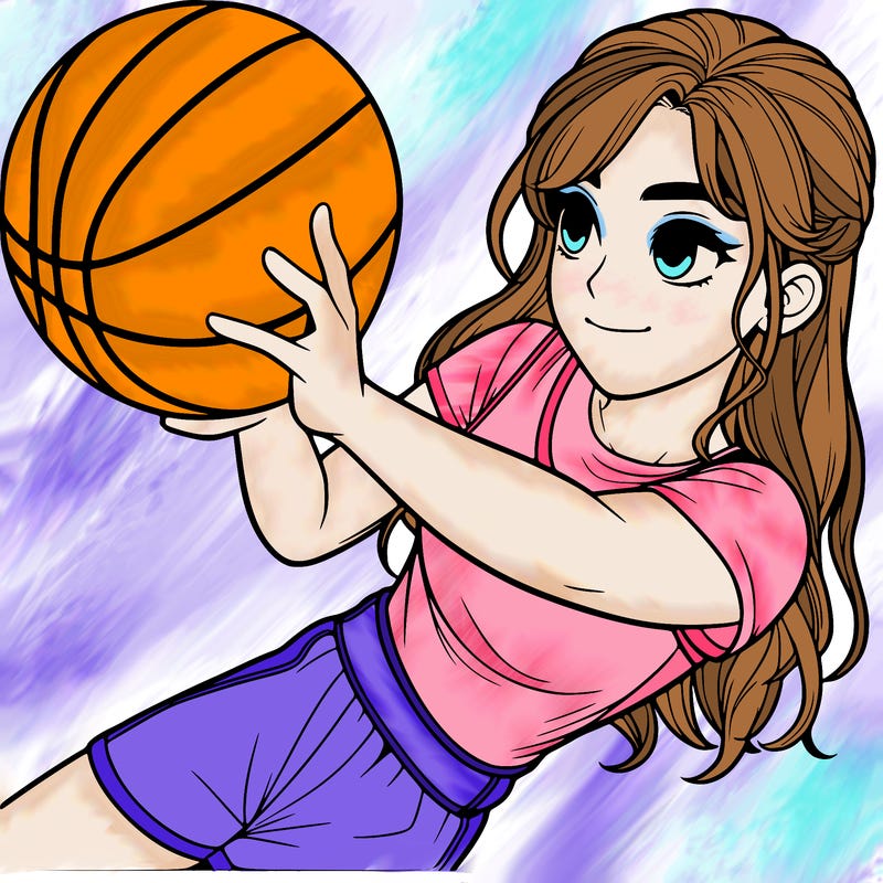 realistic girl playing basketball