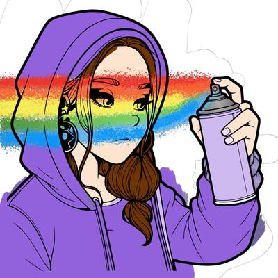 a realistic girl, spray painting