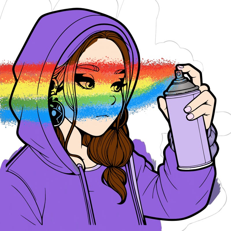 a realistic girl, spray painting