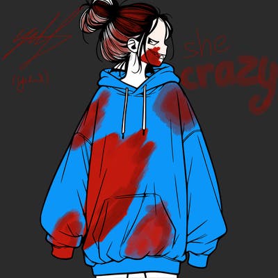 realistic girl with a oversized sweatshirt on and a bun