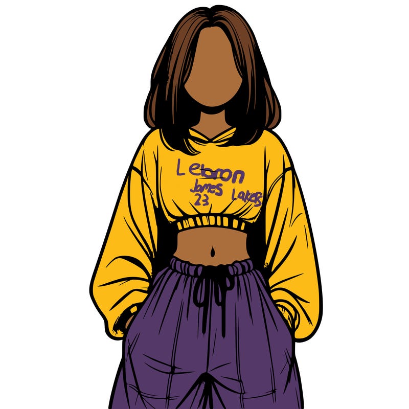 realistic girl faceless with baggy pants and a crop top