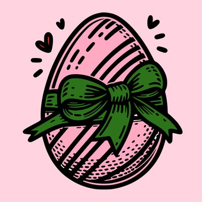 large chocolate egg with ribbon