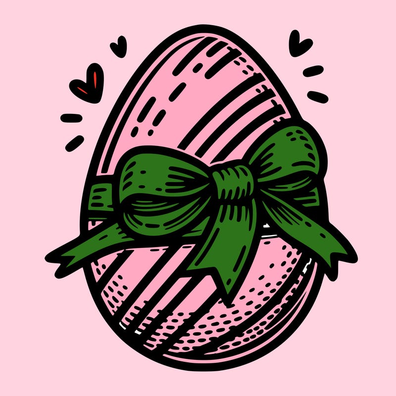 large chocolate egg with ribbon