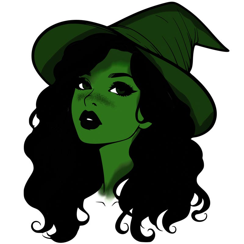 realistic witch girl with wavy hair and lips