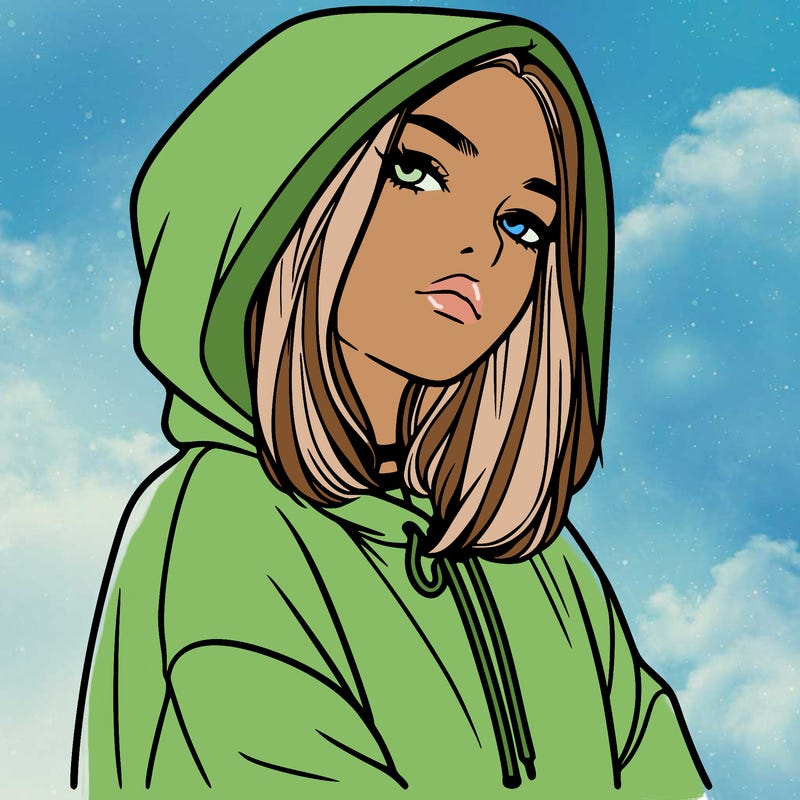 a realistic girl in a hoodie