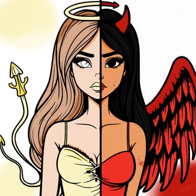 devil vs angel realistic girl