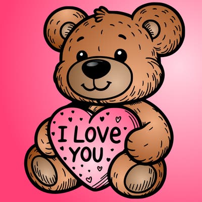 teddy bear holding an i love you heart