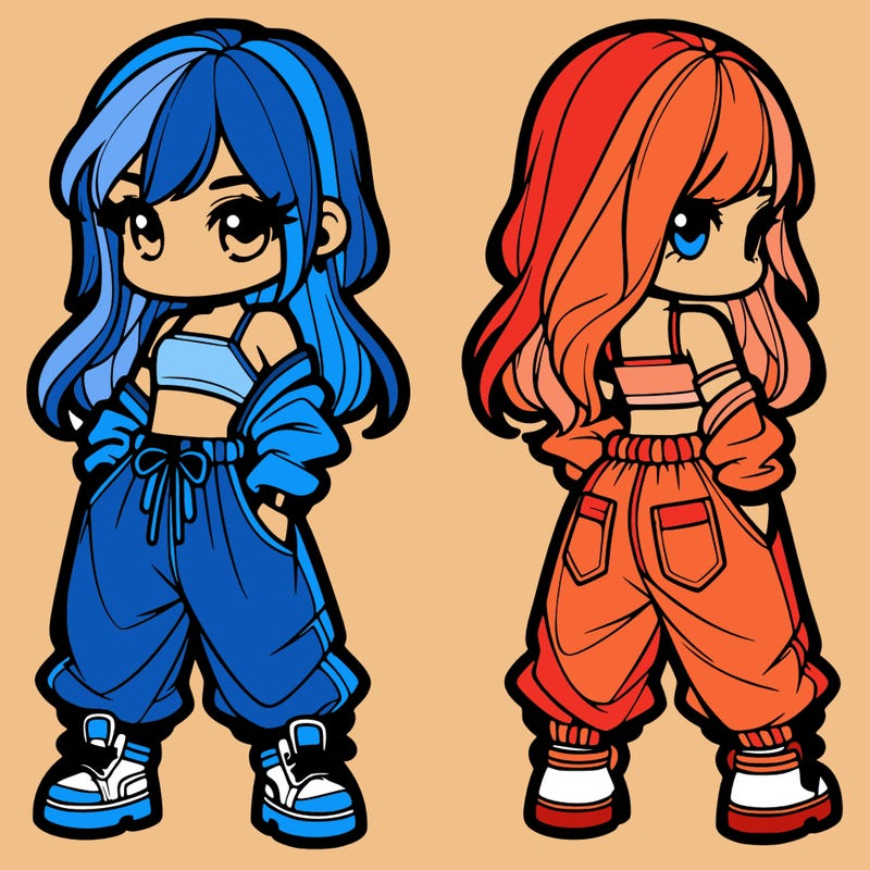 girl in crop top and baggy pants