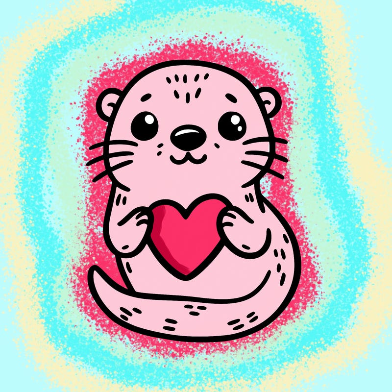 otter with a heart
