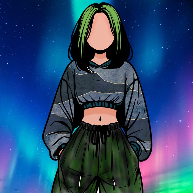 realistic girl faceless with baggy pants and a crop top