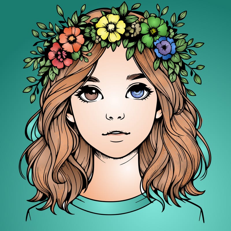 realistic girl with flower crown