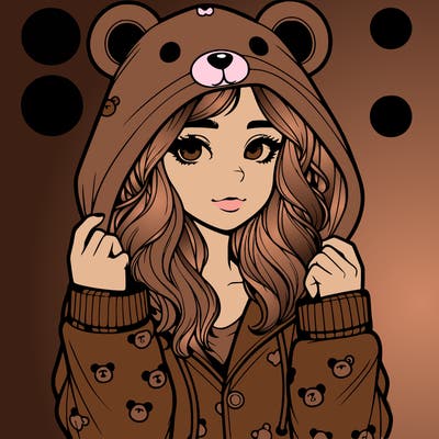 realistic girl in a animal pjs hoodie