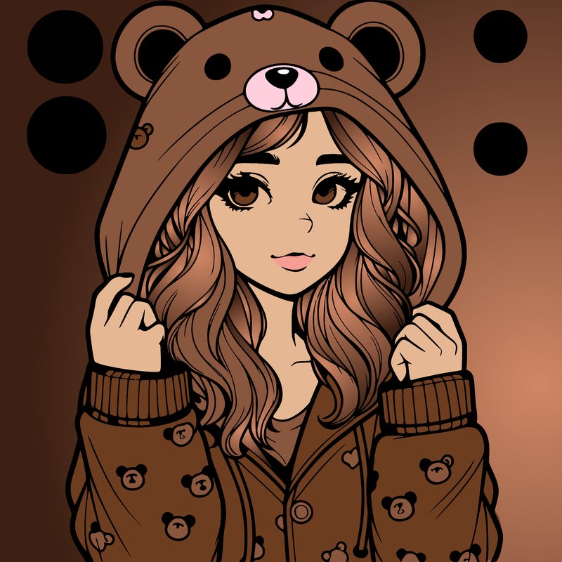 realistic girl in a animal pjs hoodie