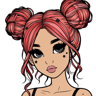 realistic girl with space buns