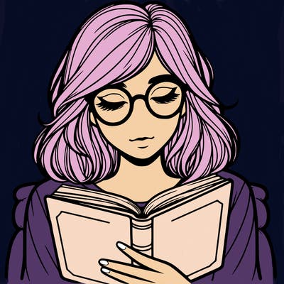 girl reading with glasses realistic