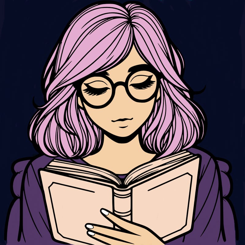girl reading with glasses realistic